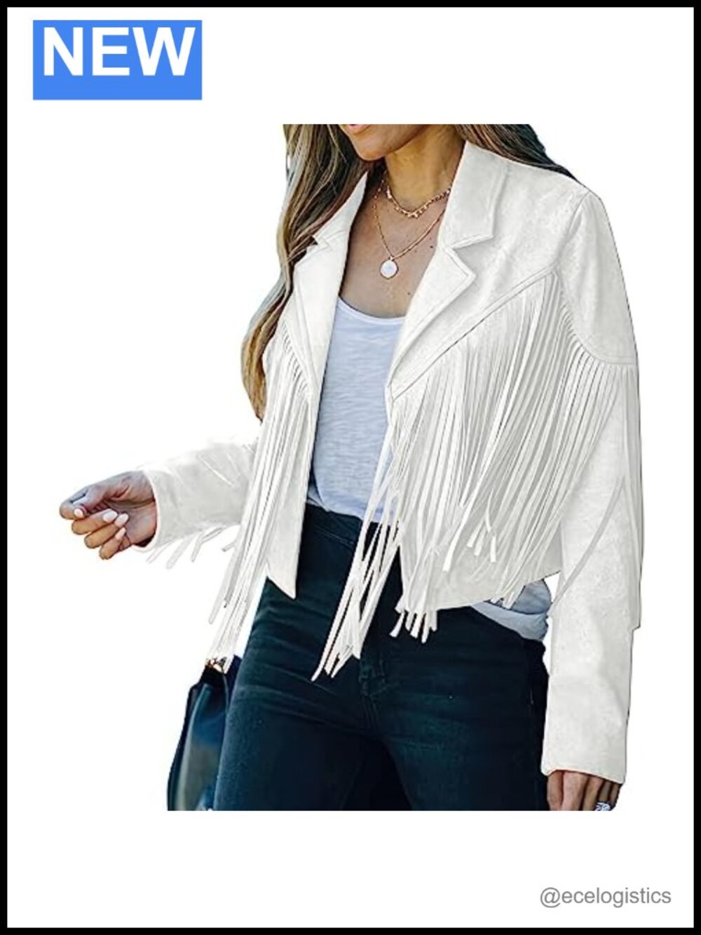 Genuine Suede Fringe Jacket Cropped Biker Style Tassels Western Cowgirl with
